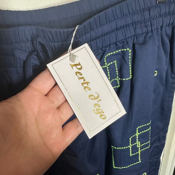 NEW Perte D'ego Men's Navy Blue Geometrical Mirror Embroidered Matching Set XXL - Picture 14 of 16